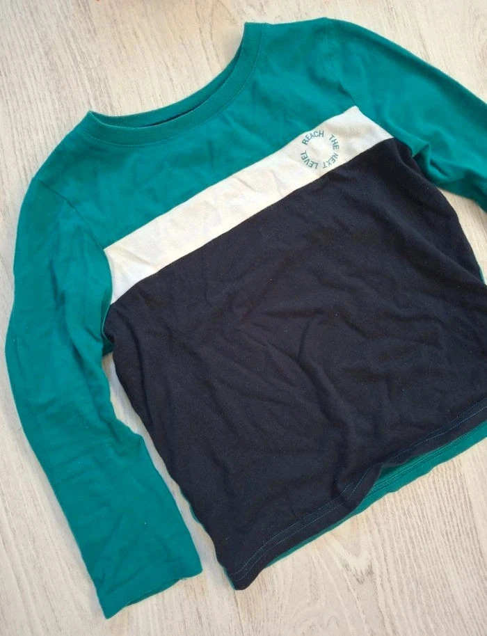 Lot/set of long-sleeve boys' t-shirts grey/green/navy blue Tape a l'oeil/Kiabi – 4 years – photo 3
